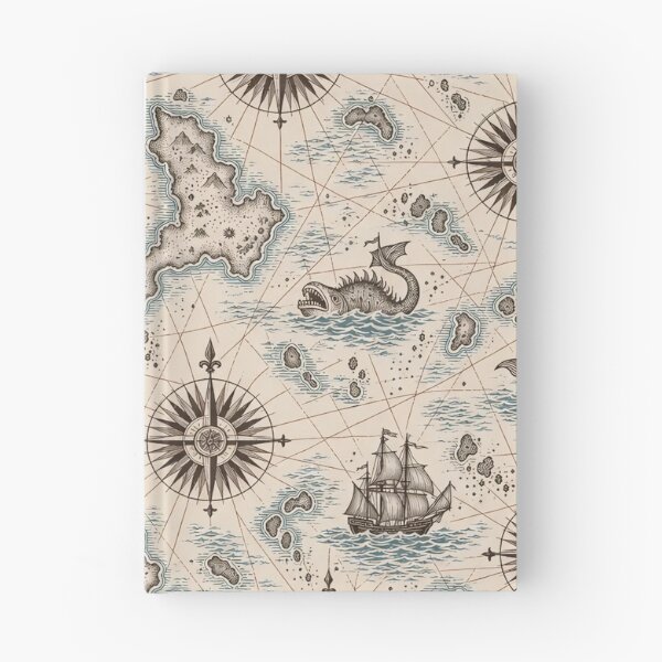 Item preview, Antique Cartography Repeat Compass Roses Rhumb Lines and Sea Monsters | Map Print designed and sold by StickyGuys.