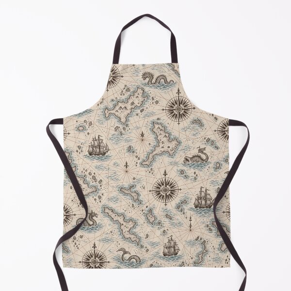 Item preview, Antique Cartography Repeat Compass Roses Rhumb Lines and Sea Monsters | Map Print designed and sold by StickyGuys.