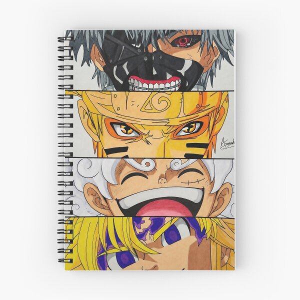 Item preview, Kaneki, Naruto, Luffy and Meliodas (FAN ART) designed and sold by Amanda-Drawing.