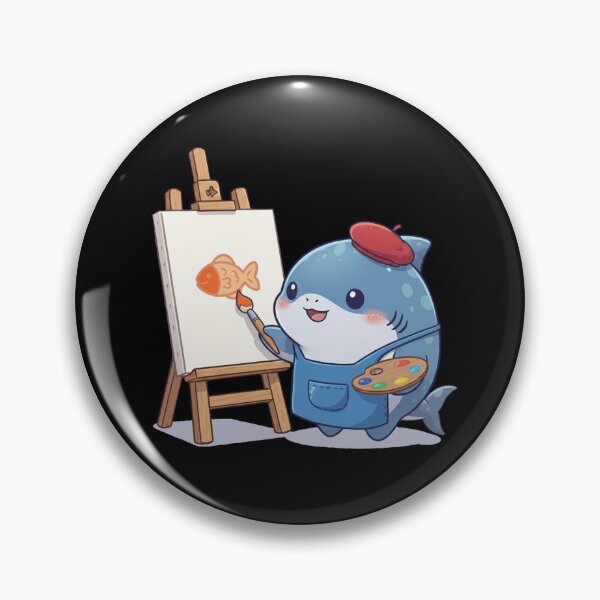 Item preview, Cute Painter Shark Painting Fish designed and sold by Nature's Chibis.