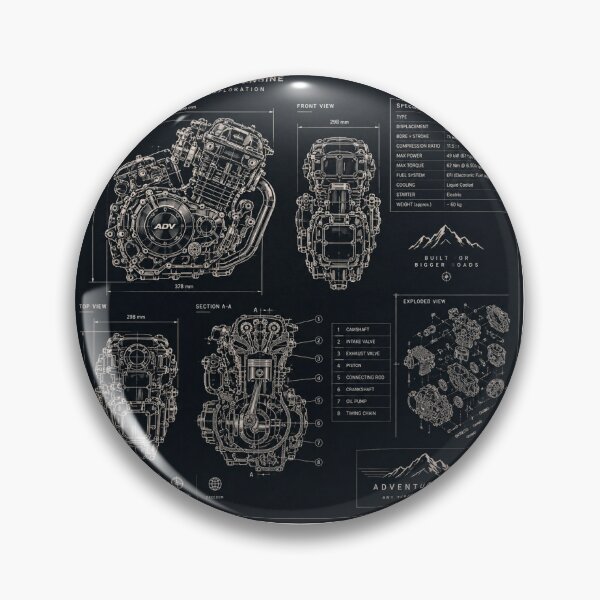 Item preview, Technical Motorcycle Engine Blueprint Art Sticker designed and sold by Modern   design.