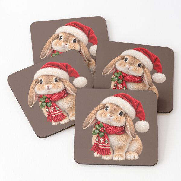 Item preview, Cute Christmas Bunny – Adorable Holiday Rabbit with Santa Hat designed and sold by HO•Designs.