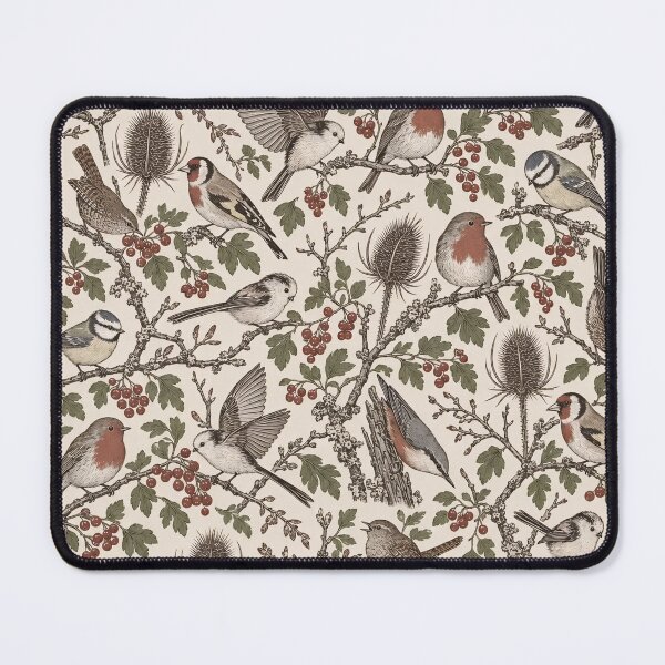 Item preview, Garden Bird Toile Robins Wrens and Goldfinches | Ornithology Repeat Print designed and sold by StickyGuys.