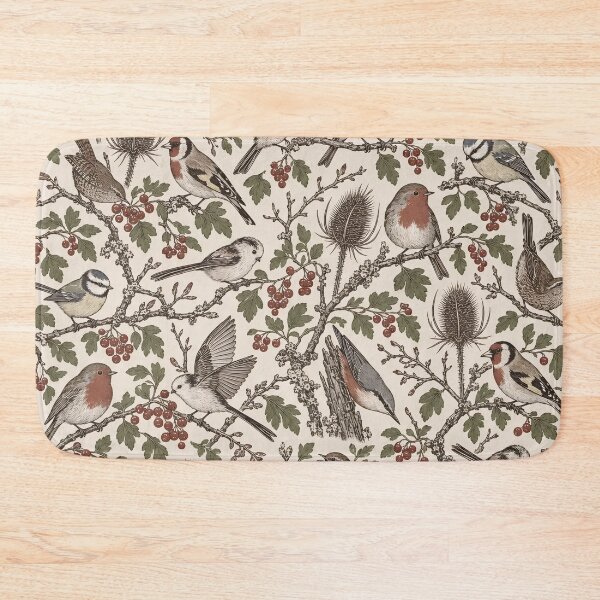 Item preview, Garden Bird Toile Robins Wrens and Goldfinches | Ornithology Repeat Print designed and sold by StickyGuys.