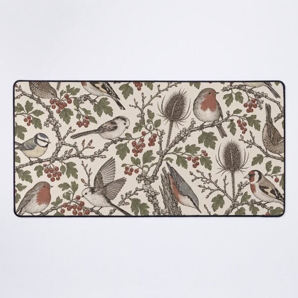 Item preview, Garden Bird Toile Robins Wrens and Goldfinches | Ornithology Repeat Print designed and sold by StickyGuys.