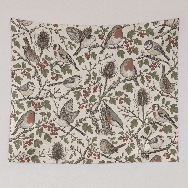 Item preview, Garden Bird Toile Robins Wrens and Goldfinches | Ornithology Repeat Print designed and sold by StickyGuys.