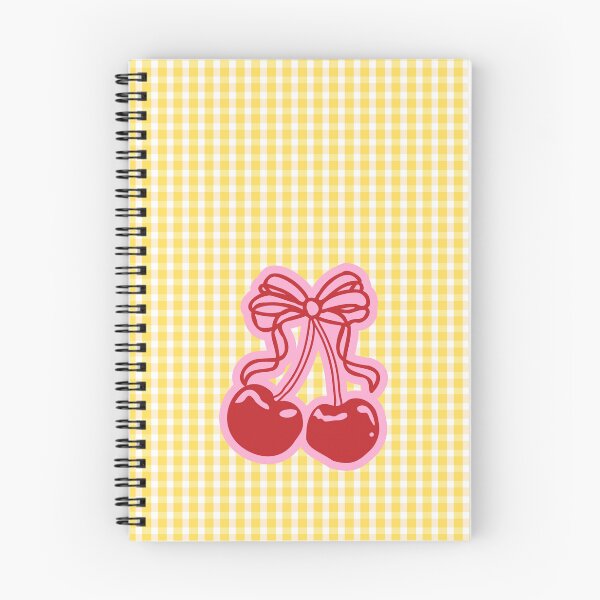 Item preview, Cute Cherry Ribbon Bow: Yellow Gingham Coquette Aesthetic Pattern designed and sold by Kat Designs Store.