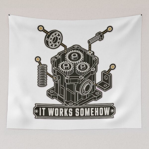 Item preview, It Works Somehow Exploded Gearbox Schematic | Engineering Humor Patent Design designed and sold by StickyGuys.