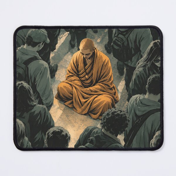 Item preview, While the World Moves — Meditation Monk in a Moving Crowd designed and sold by SacredLensV.