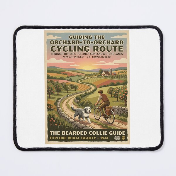 Item preview, Bearded Collie Orchard Cyclist designed and sold by PictoVibe.