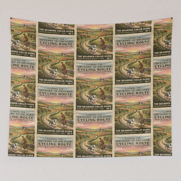 Item preview, Bearded Collie Orchard Cyclist designed and sold by PictoVibe.