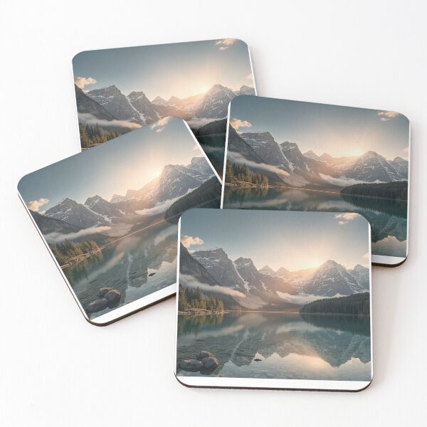 Item preview, Golden Dawn Reflections on a Serene Mountain Lake designed and sold by PrintWavePro.