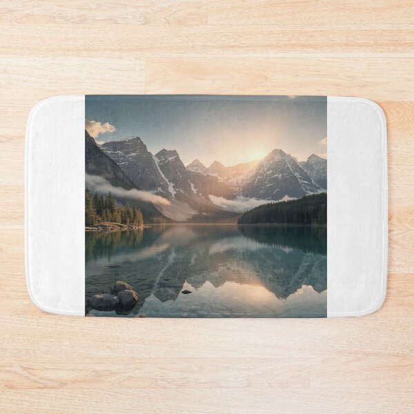 Item preview, Golden Dawn Reflections on a Serene Mountain Lake designed and sold by PrintWavePro.