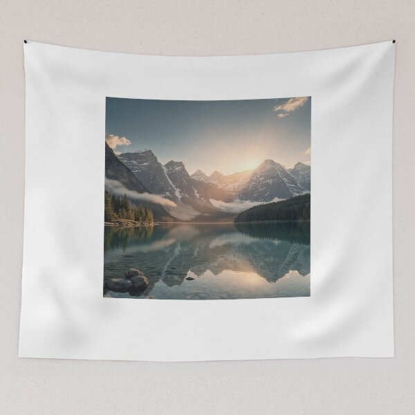 Item preview, Golden Dawn Reflections on a Serene Mountain Lake designed and sold by PrintWavePro.