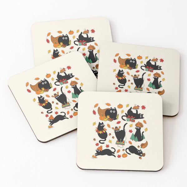 Item preview, Black Cats Thanksgiving Harvest, Funny Fall Cat Pumpkin Pattern designed and sold by Krasnovaovaova.