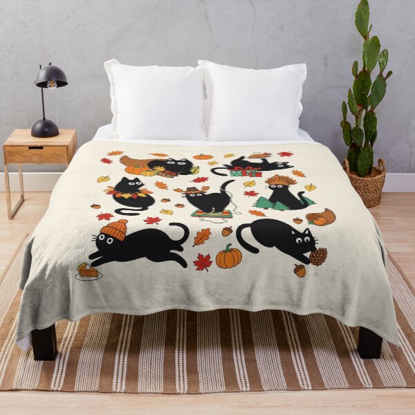Item preview, Black Cats Thanksgiving Harvest, Funny Fall Cat Pumpkin Pattern designed and sold by Krasnovaovaova.