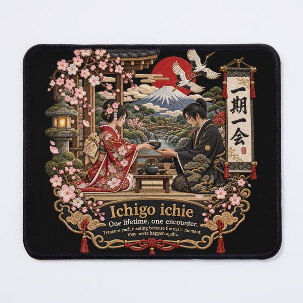 Item preview, Japanese Ichigo Ichie Art – One Lifetime One Encounter Tea Ceremony Embroidery designed and sold by Emoji Emblems.