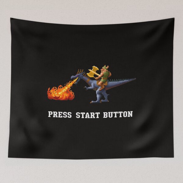 Item preview, Press Start Button Viking Dragon Pixel Art Retro Gaming designed and sold by CoconutBoys.