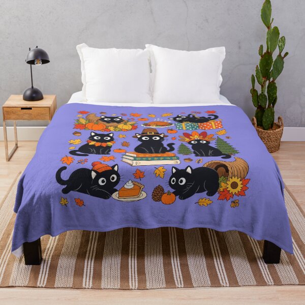 Item preview, Black Cat Autumn Harvest, Cute Thanksgiving Cats with Pumpkins and Books designed and sold by Krasnovaovaova.