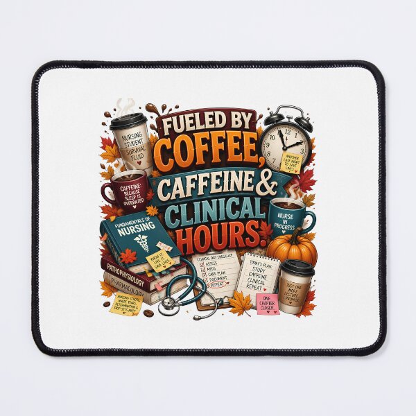 Item preview, Nursing Student Fueled by Coffee Caffeine & Clinical Hours | Fall Nursing School Humor designed and sold by CuteDesignables.