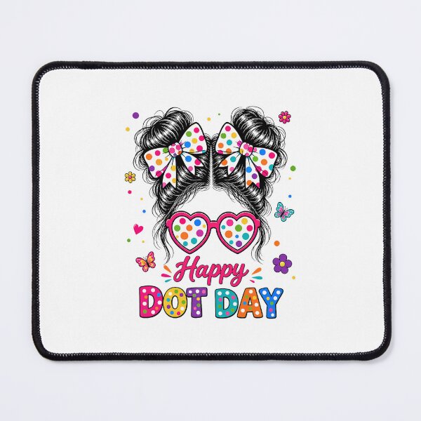 Item preview, Happy Dot Day Colorful Polka Dot Messy Bun Girl designed and sold by ImeldaSparks.