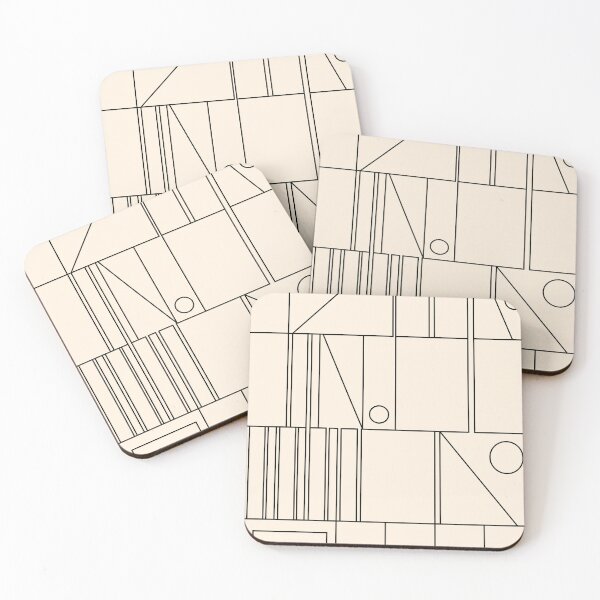 Item preview, Mid Century Modern Minimalist Geometric Abstract Modtastic Modernist Pattern in Black and Almond Cream designed and sold by kierkegaard.