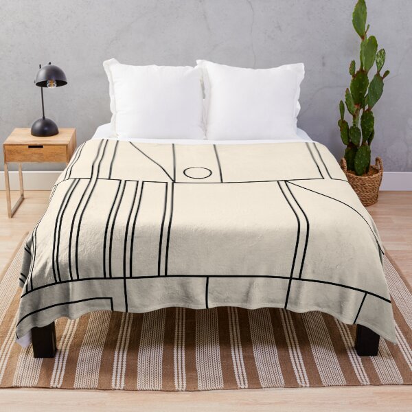 Item preview, Mid Century Modern Minimalist Geometric Abstract Modtastic Modernist Pattern in Black and Almond Cream designed and sold by kierkegaard.