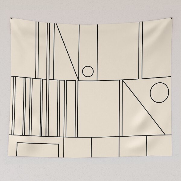 Item preview, Mid Century Modern Minimalist Geometric Abstract Modtastic Modernist Pattern in Black and Almond Cream designed and sold by kierkegaard.