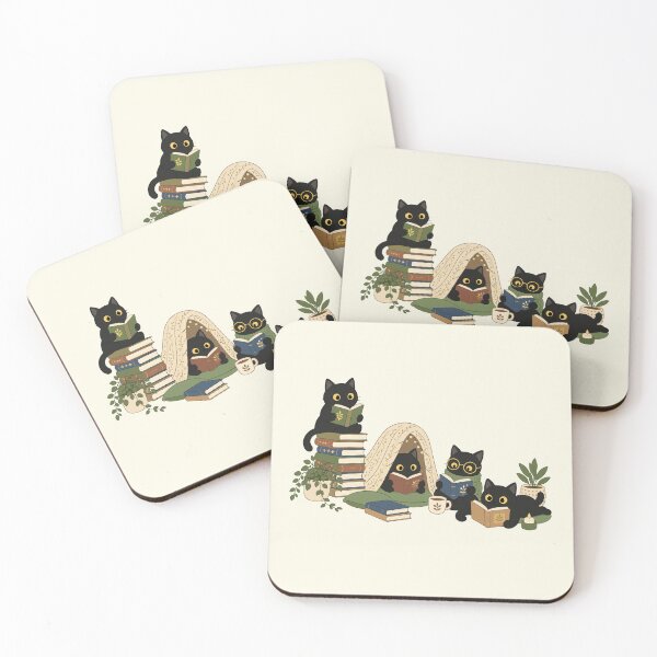Item preview, Cozy Black Cats Reading in a Book Nook, Cute Literary Cat Art designed and sold by Krasnovaovaova.
