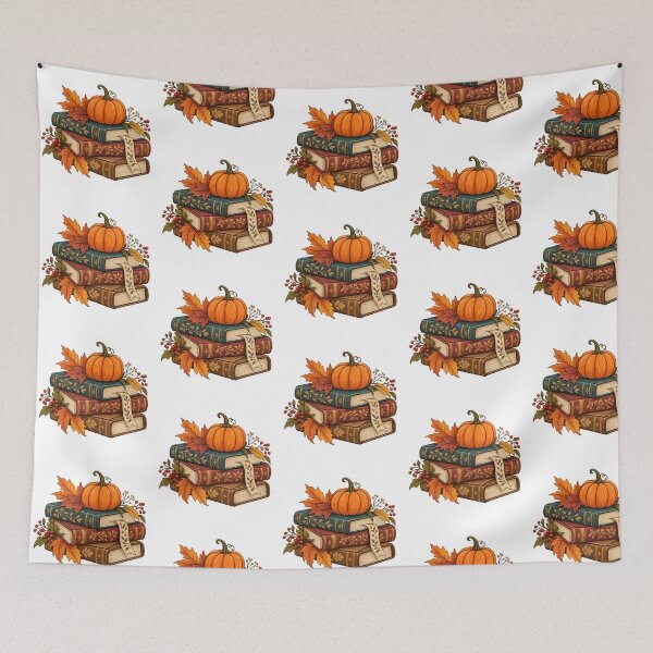 Item preview, Cozy Autumn Books with Pumpkin and Fall Leaves designed and sold by skyartdesign.
