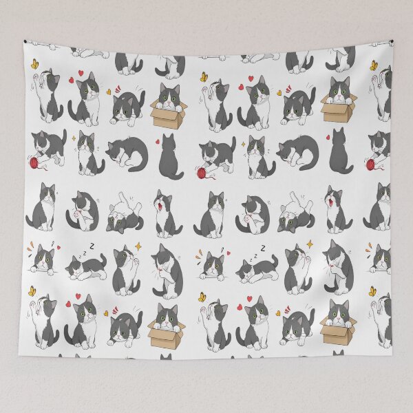Item preview, Cute Minimalist Cat Pattern Art Adorable Kitty Digital Vector Illustration Playful Cat Silhouette Aesthetic Black Cat Patterns designed and sold by Matt_Smith.