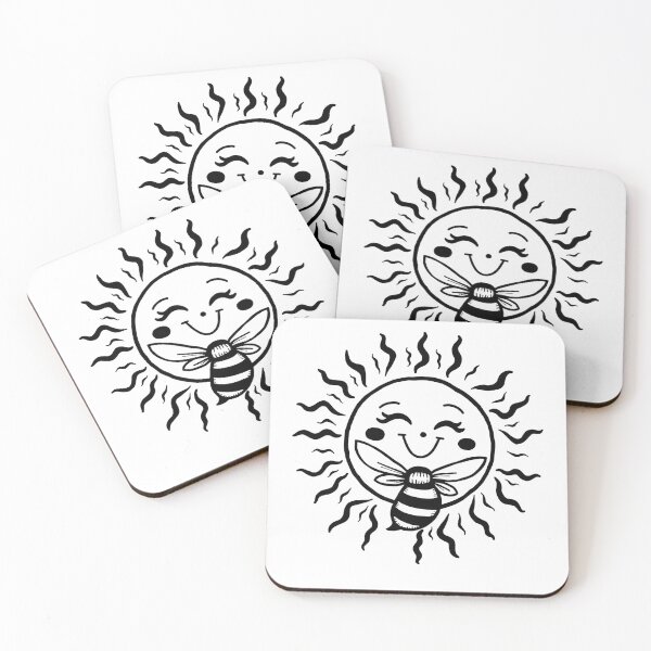 Item preview, Smiling Sun and Bee: Positive Vibes Tattoo Flash designed and sold by Qubivibe.