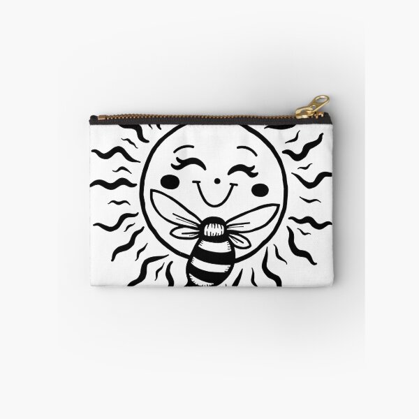 Aperçu de l'œuvre Smiling Sun and Bee: Positive Vibes Tattoo Flash créée et vendue par Qubivibe.