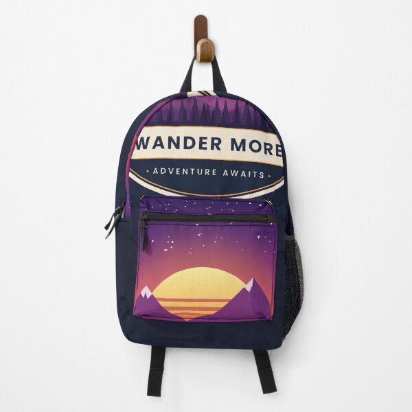 Item preview, Wander More Retro Sunset Mountain Badge designed and sold by db3SHOP.