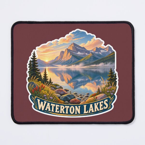 Item preview, Waterton Lakes Alberta Vintage Rocky Mountain Travel Print designed and sold by PinUpPizzazz.