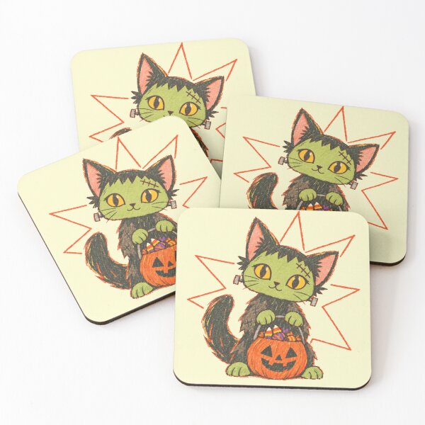 Item preview, Cute Frankenstein Cat Halloween Pumpkin Candy  designed and sold by ZOHRR.