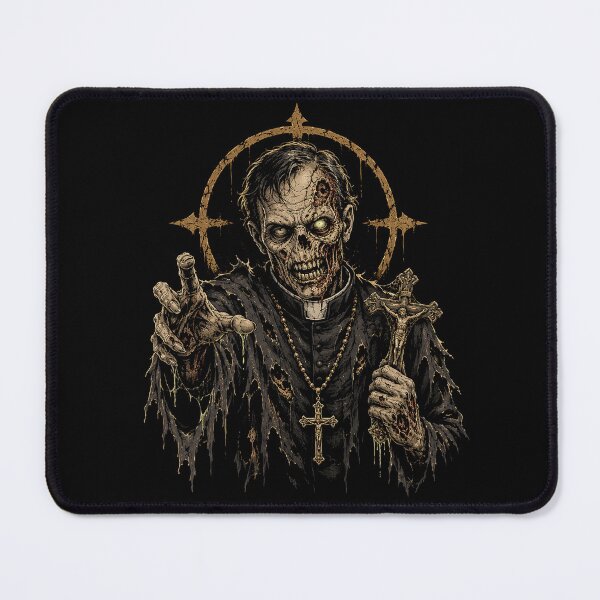 Item preview, Zombie Priest – Gothic Religious Horror Art designed and sold by Stinky Lincy's Apparel Company.