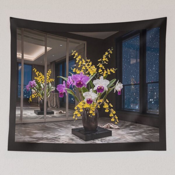 Item preview, Elegant Cattleya Orchid Ikebana Winter Photography designed and sold by conohitoAI-ArtGallery.
