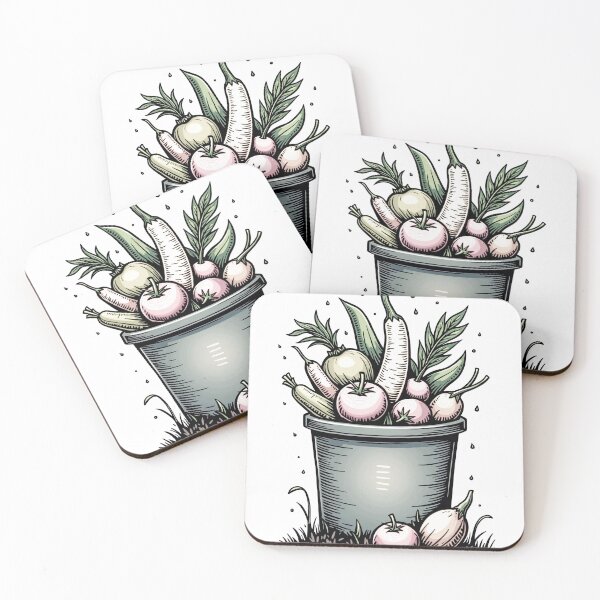 Item preview, Compost Bin Overflowing with Fruits and Veggies - Eco-Friendly Tattoo Design designed and sold by Qubivibe.