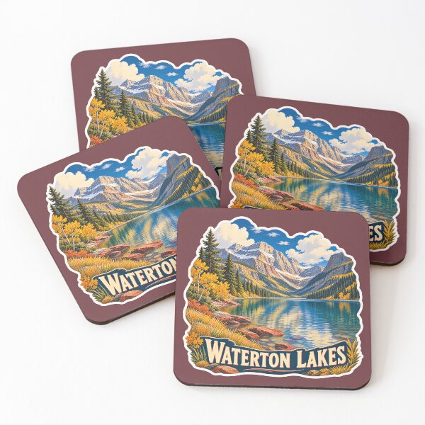 Item preview, Waterton Lakes Alberta Vintage Rocky Mountain Travel Print designed and sold by PinUpPizzazz.
