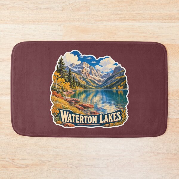 Item preview, Waterton Lakes Alberta Vintage Rocky Mountain Travel Print designed and sold by PinUpPizzazz.