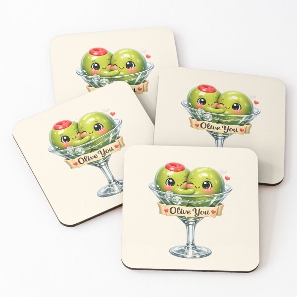 Item preview, Olive You | Cute Kawaii Olive Couple in Martini Glass designed and sold by Moons Studio.