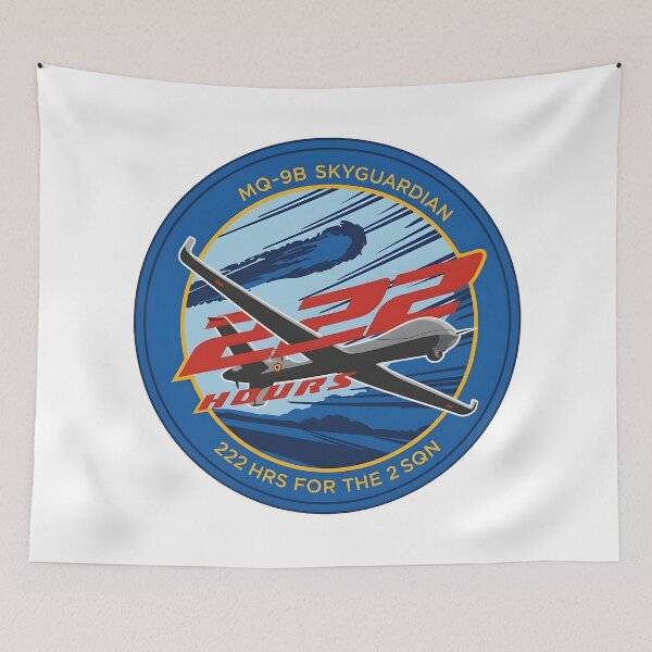 Item preview, Belgian Air Force MQ-9B SkyGuardian "222 Hours for 2 SQN" Milestone Patch designed and sold by CharlieDesings.