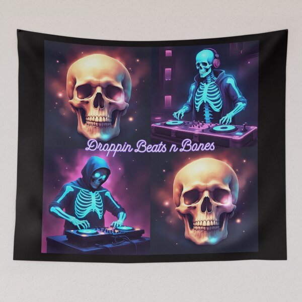 Item preview, DJ Skeletons Neon Rave - Droppin Beats Art designed and sold by soin10s-designs.