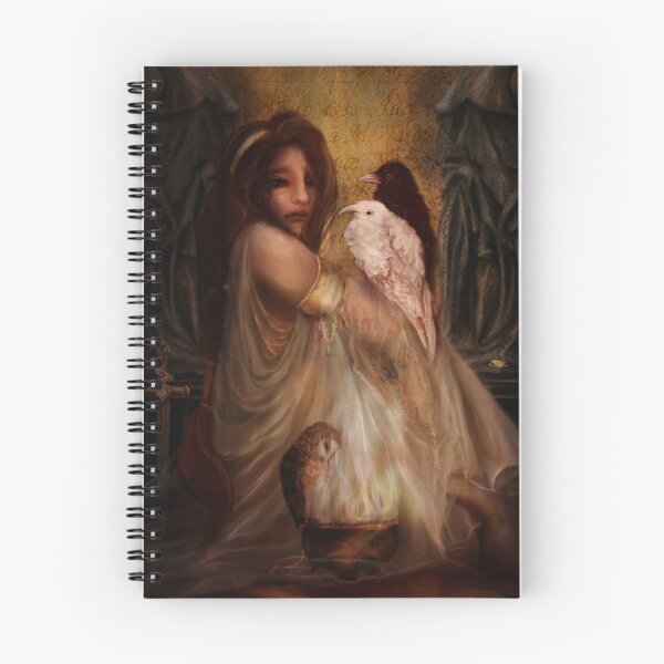 Item preview, Told You So:Hand Painted Dark Academia Greek Myth Illustration Cassandra With Owls and Albino Raven designed and sold by Monica Laipple.