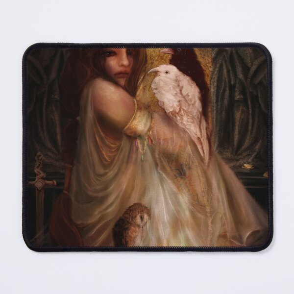 Item preview, Told You So:Hand Painted Dark Academia Greek Myth Illustration Cassandra With Owls and Albino Raven designed and sold by Monica Laipple.