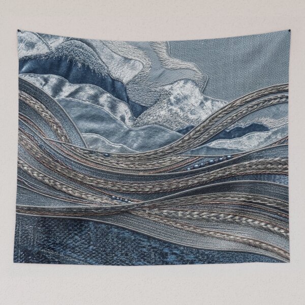 Item preview, Slate Blue Frost Textile Art Landscape designed and sold by KingsArtworx 2.