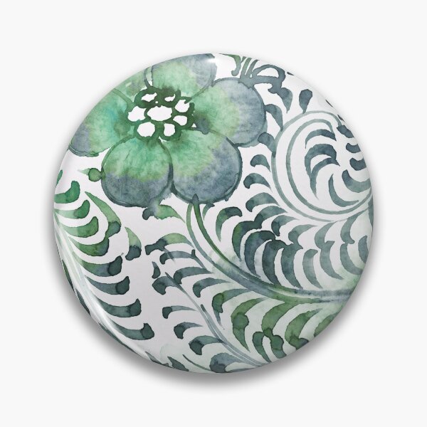 Item preview, Chinoiserie Green Swirl Floral Watercolor Pattern designed and sold by Fani*.