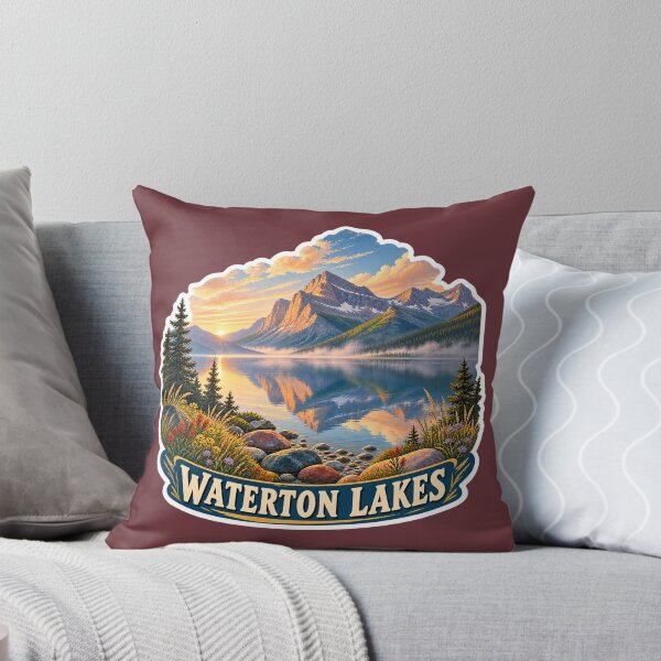 Item preview, Waterton Lakes Alberta Vintage Rocky Mountain Travel Print designed and sold by PinUpPizzazz.