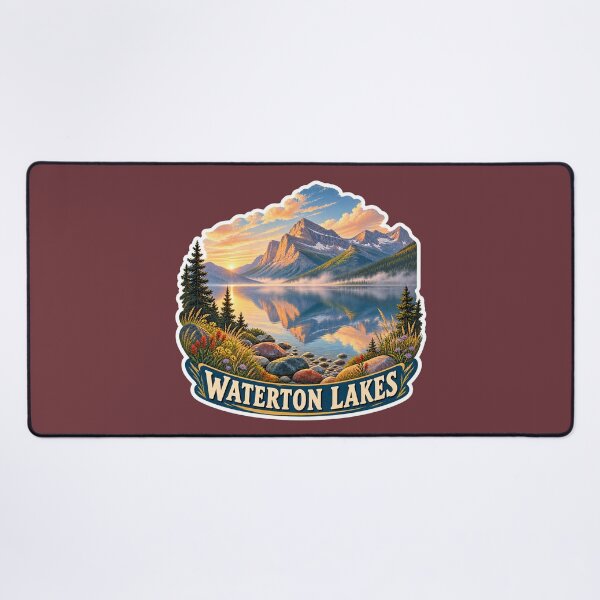Item preview, Waterton Lakes Alberta Vintage Rocky Mountain Travel Print designed and sold by PinUpPizzazz.